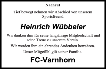 Anzeige von Heinrich Wübbeler von OM-Medien