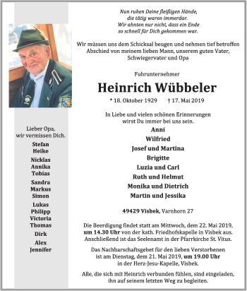 Anzeige von Heinrich Wübbeler von OM-Medien