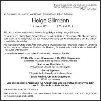 Anzeige von Helge Sillmann von OM-Medien