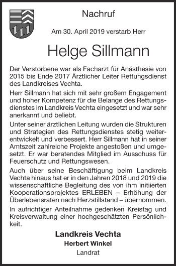 Anzeige von Helge Sillmann von OM-Medien