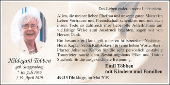 Anzeige von Hildegard Többen von OM-Medien