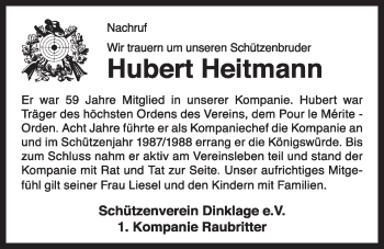 Anzeige von Hubert Heitmann von OM-Medien