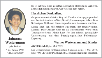 Anzeige von Johanna Westermann von OM-Medien