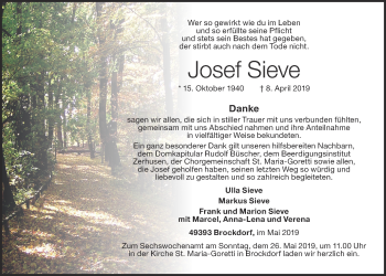 Anzeige von Josef Sieve von OM-Medien