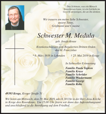 Anzeige von Josefa Kruse von OM-Medien