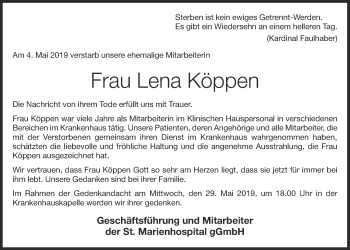 Anzeige von Lena Köppen von OM-Medien