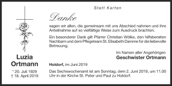 Anzeige von Luzia Ortmann von OM-Medien
