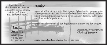 Anzeige von Luzia Summe von OM-Medien