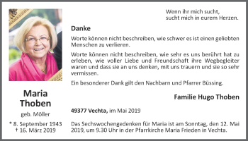 Anzeige von Maria Thoben von OM-Medien