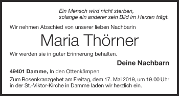 Anzeige von Maria Thörner von OM-Medien