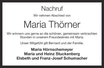 Anzeige von Maria Thörner von OM-Medien