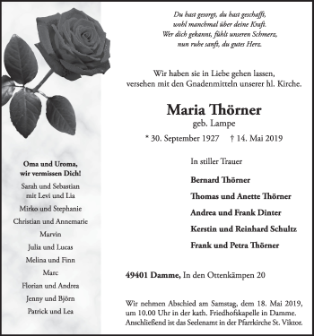 Anzeige von Maria Thörner von OM-Medien