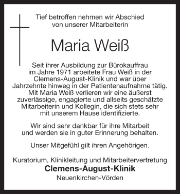 Anzeige von Maria Weiß von OM-Medien