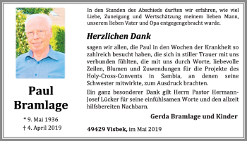 Anzeige von Paul Bramlage von OM-Medien