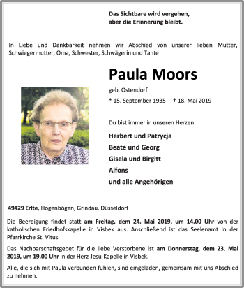 Anzeige von Paula Moors von OM-Medien
