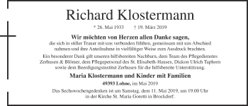 Anzeige von Richard Klostermann von OM-Medien