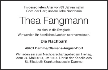 Anzeige von Thea Fangmann von OM-Medien