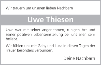Anzeige von Uwe Thiesen von OM-Medien