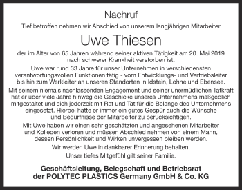 Anzeige von Uwe Thiesen von OM-Medien