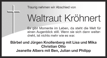 Anzeige von Waltraut Kröhnert von OM-Medien