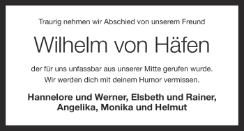 Anzeige von Wilhelm von Häfen von OM-Medien