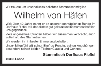Anzeige von Wilhelm von Häfen von OM-Medien