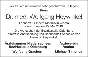 Anzeige von Wolfgang Heywinkel von OM-Medien