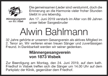 Anzeige von Alwin Bahlmann von OM-Medien