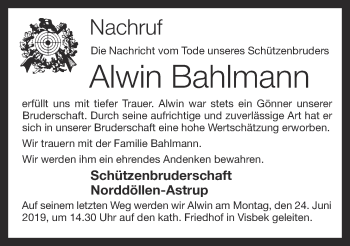 Anzeige von Alwin Bahlmann von OM-Medien