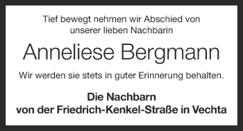 Anzeige von Anneliese Bergmann von OM-Medien