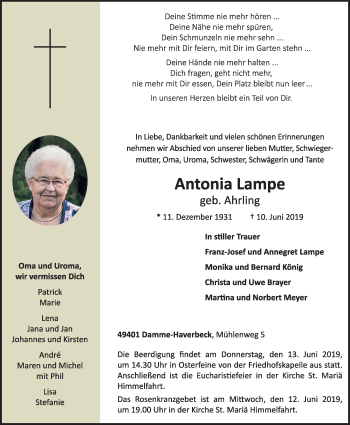 Anzeige von Antonia Lampe von OM-Medien