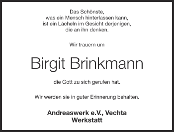 Anzeige von Birgit Brinkmann von OM-Medien