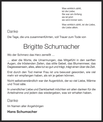Anzeige von Brigitte Schumacher von OM-Medien