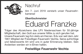 Anzeige von Eduard Franzke von OM-Medien
