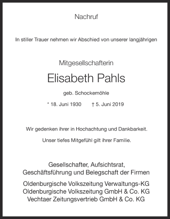 Anzeige von Elisabeth Pahls von OM-Medien