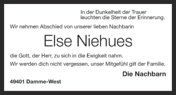Anzeige von Else Niehues von OM-Medien