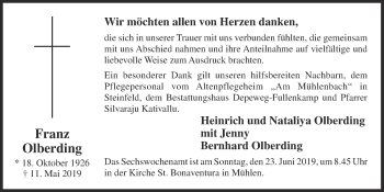 Anzeige von Franz Olberding von OM-Medien