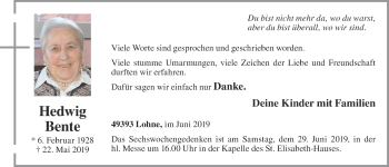 Anzeige von Hedwig Bente von OM-Medien