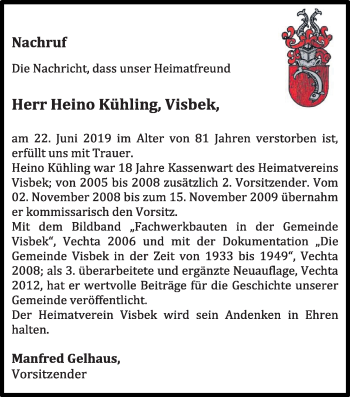 Anzeige von Heino Kühling von OM-Medien