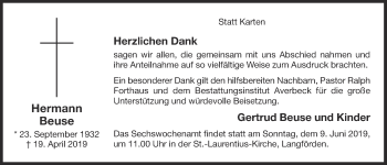 Anzeige von Hermann Beuse von OM-Medien