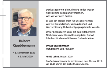 Anzeige von Hubert Quebbemann von OM-Medien