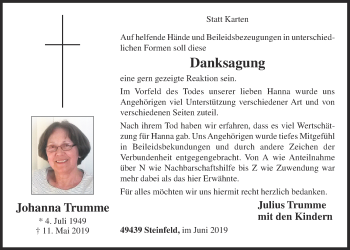 Anzeige von Johanna Trumme von OM-Medien