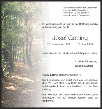 Anzeige von Josef Götting von OM-Medien