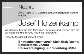 Anzeige von Josef Holzenkamp von OM-Medien