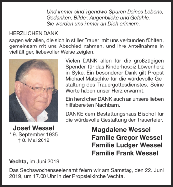 Anzeige von Josef Wessel von OM-Medien