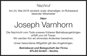 Anzeige von Joseph Varnhorn von OM-Medien