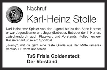 Anzeige von Karl-Heinz Stolle von OM-Medien