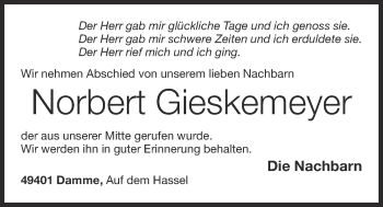 Anzeige von Norbert Gieskemeyer von OM-Medien