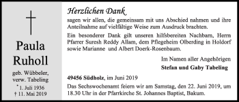 Anzeige von Paula Ruholl von OM-Medien