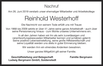 Anzeige von Reinhold Westerhoff von OM-Medien